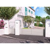 Portail coulissant Acier Dommartin avec soubassement sur mesure - Extérieur