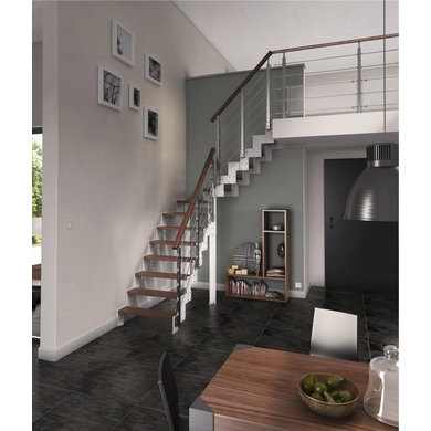 Escalier Duplex bois-métal quart tournant métal personnalisable