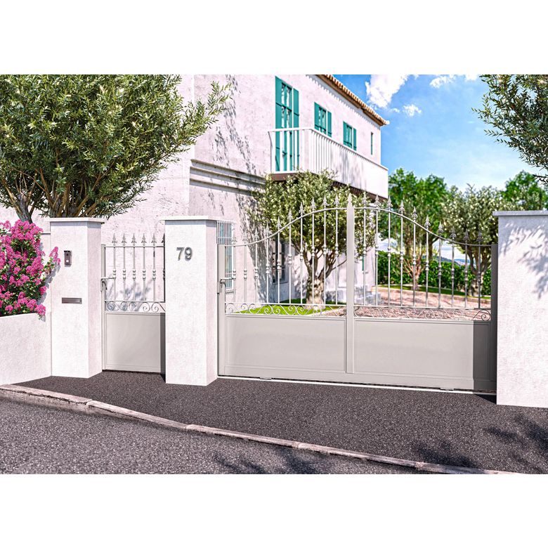 Portail coulissant Acier Dommartin avec soubassement sur mesure - Extérieur