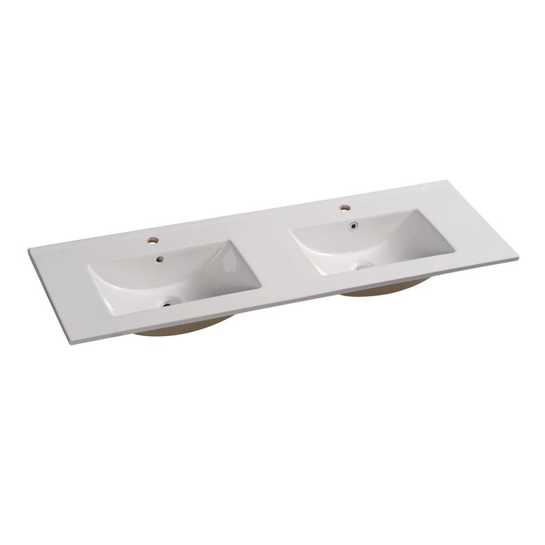 Plan double vasque 140 cm céramique PHILEAS - Lapeyre