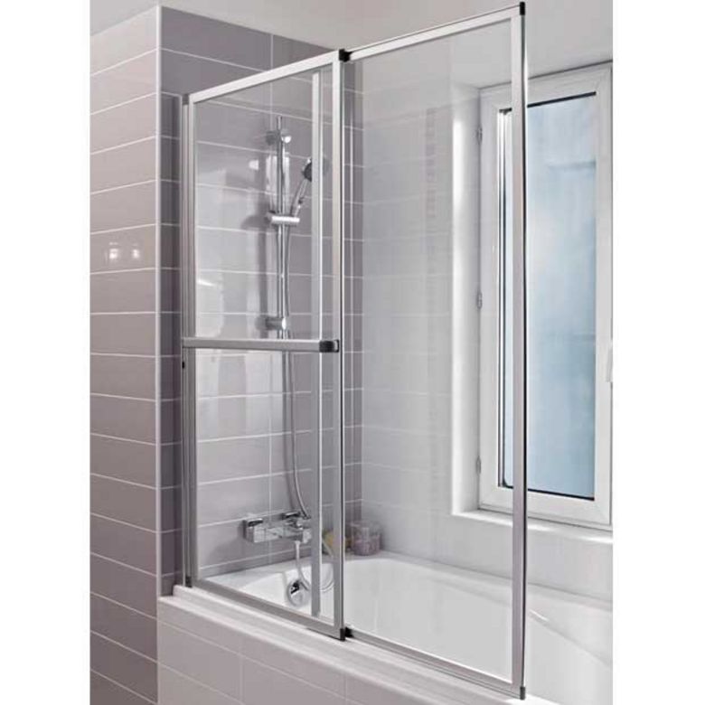 Pare baignoire OLA 2 volets coulissants, profilés argent - Lapeyre